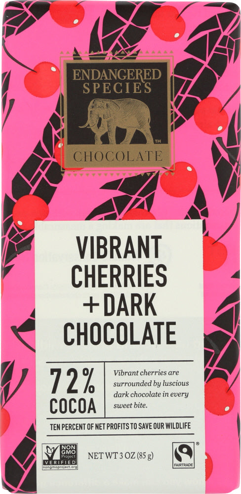 ENDANGERED SPECIES: Vibrant Cherries Dark Chocolate, 3 oz For Sale