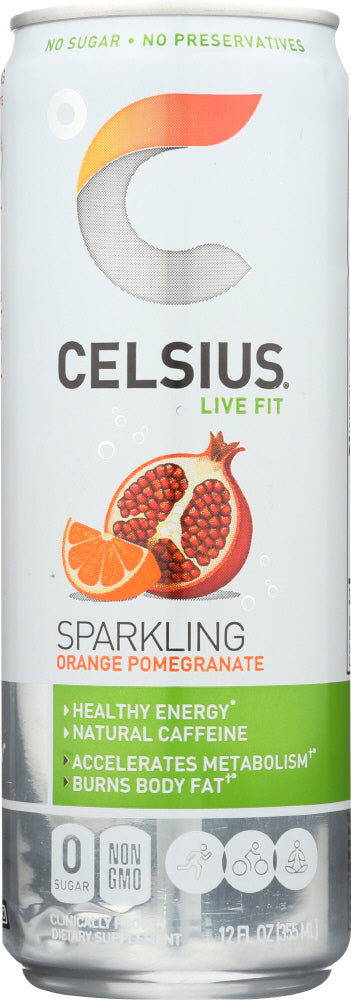 CELSIUS: Beverage Sparkling Orange Pomegranate, 12 oz For Discount