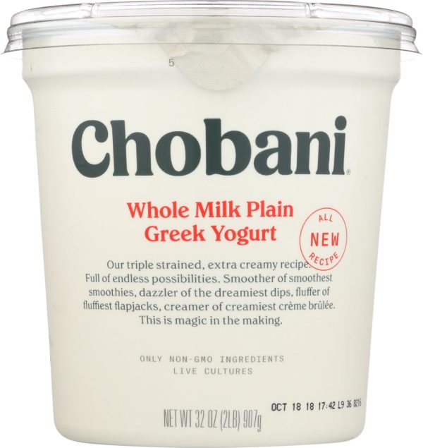 CHOBANI: 4% Whole Fat Plain Greek Yogurt, 32 oz Hot on Sale