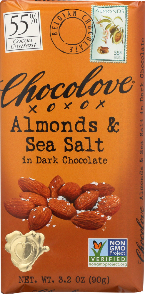 CHOCOLOVE: Almonds & Sea Salt in Dark Chocolate, 3.2 oz Online now