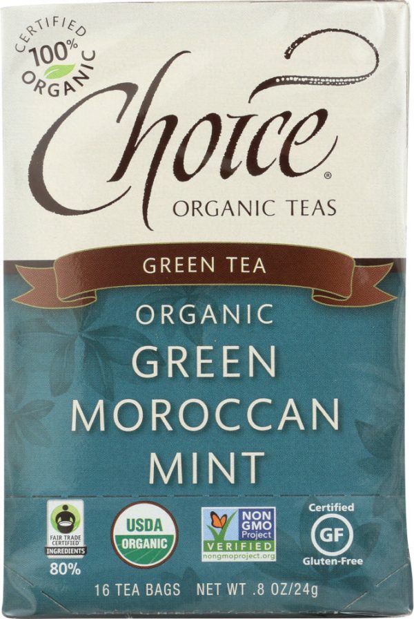 CHOICE TEA: Organic Green Moroccan Mint Tea, 16 bg Online Hot Sale