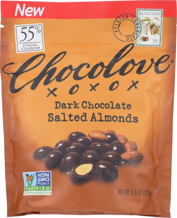 CHOCOLOVE: Dark Chocolate Salted Almonds, 4.5 oz Hot on Sale