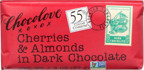 CHOCOLOVE: Mini Dark Chocolate Bar Cherries & Almonds, 1.3 oz Sale