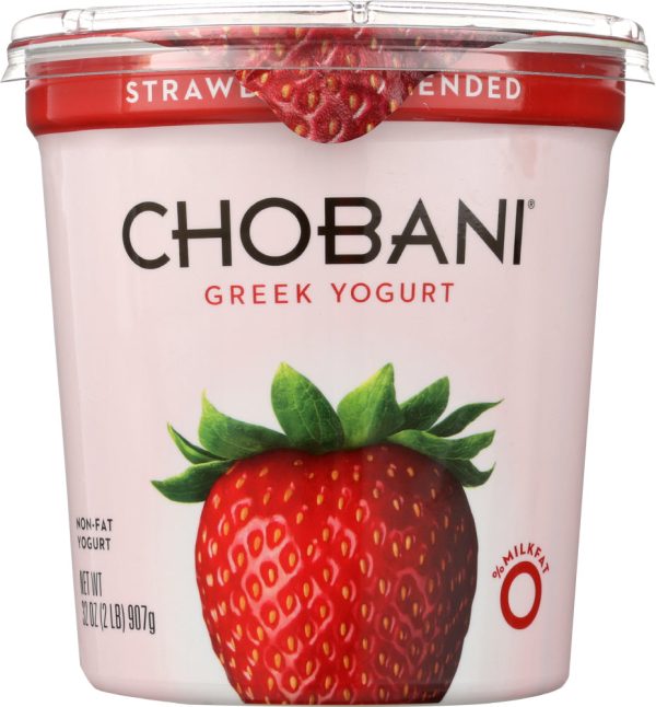 CHOBANI: Greek Yogurt Non-Fat Strawberry Blended, 32 oz Hot on Sale