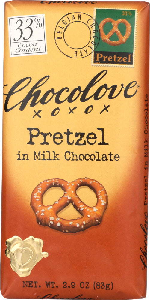 CHOCOLOVE: Pretzel In Milk Chocolate Bar, 2.9 oz Fashion