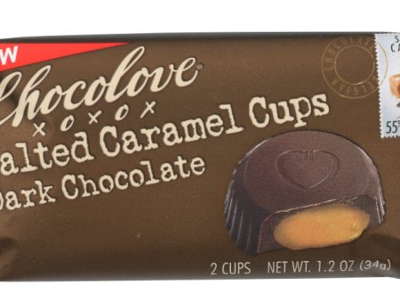 CHOCOLOVE: Salted Caramel Cups Dark Chocolate, 1.2 oz Supply