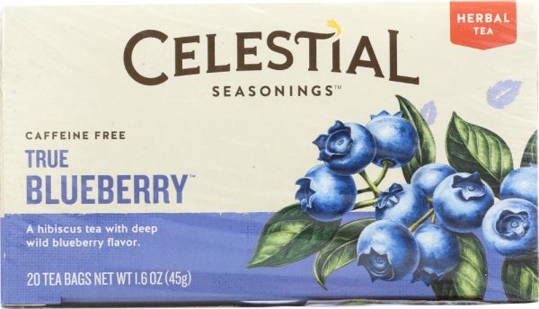 CELESTIAL SEASONINGS: True Blueberry Herbal Tea Caffeine Free, 20 bg Online now