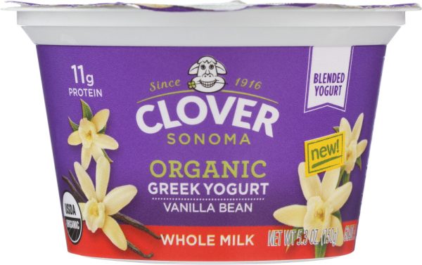 CLOVER SONOMA: Organic Whole Milk Vanilla Bean Greek Yogurt, 5.30 oz Online now