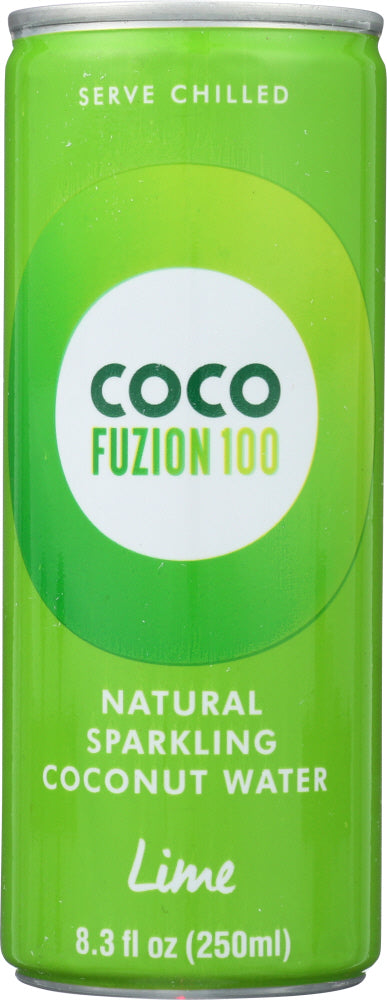 COCO FUZION 100: Natural Sparkling Coconut Water Lime, 8.3 oz For Sale