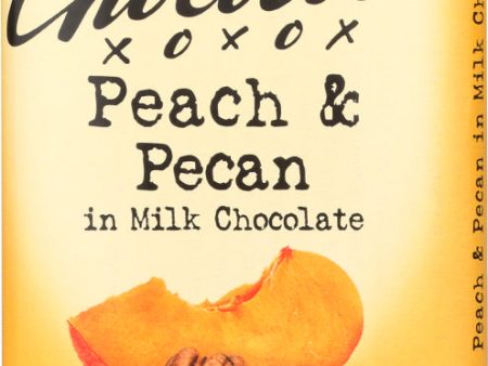 CHOCOLOVE: Milk Chocolate Bar Peach and Pecan, 3.1 oz For Sale