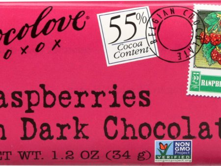 CHOCOLOVE: Mini Dark Chocolate Bar Raspberries, 1.2 oz Fashion