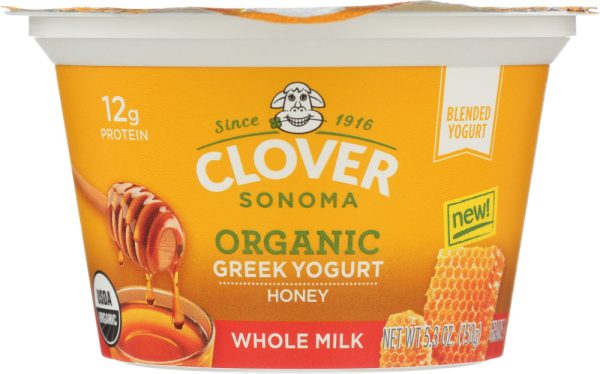 CLOVER SONOMA: Organic Whole Milk Honey Greek Yogurt, 5.30 oz For Discount