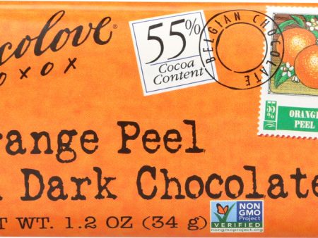 CHOCOLOVE: Mini Dark Chocolate Bar Orange Peel, 1.2 oz Hot on Sale