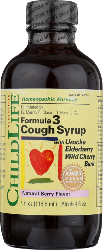 CHILD LIFE: Cough Syrup Formula 3 Berry Natural Flavor, 4 oz Online now