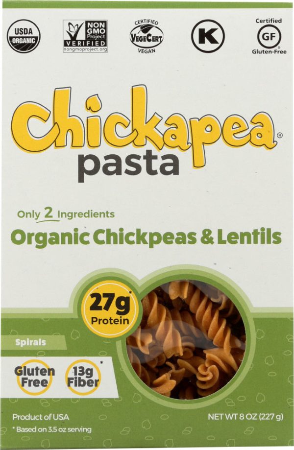 CHICKAPEA: Organic Chickpea and Red Lentil Pasta Spirals, 8 oz For Cheap