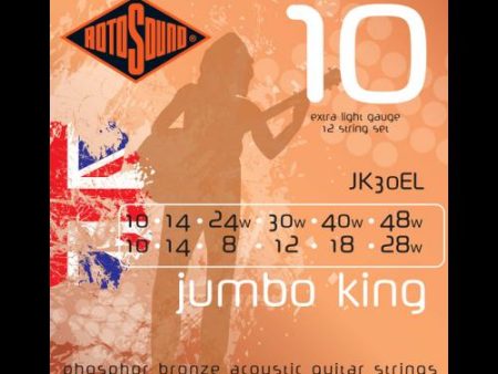 Rotosound JK30EL Jumbo King Phosphor Bronze 12-String Acoustic (10-48) Hot on Sale