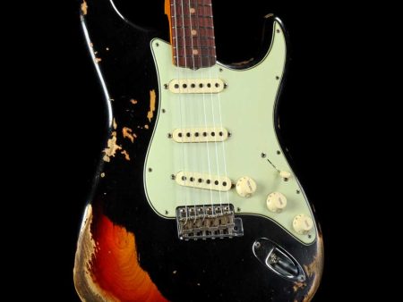 Fender Custom Shop  62 Stratocaster Heavy Relic Black Over 3-Tone Sunburst For Discount