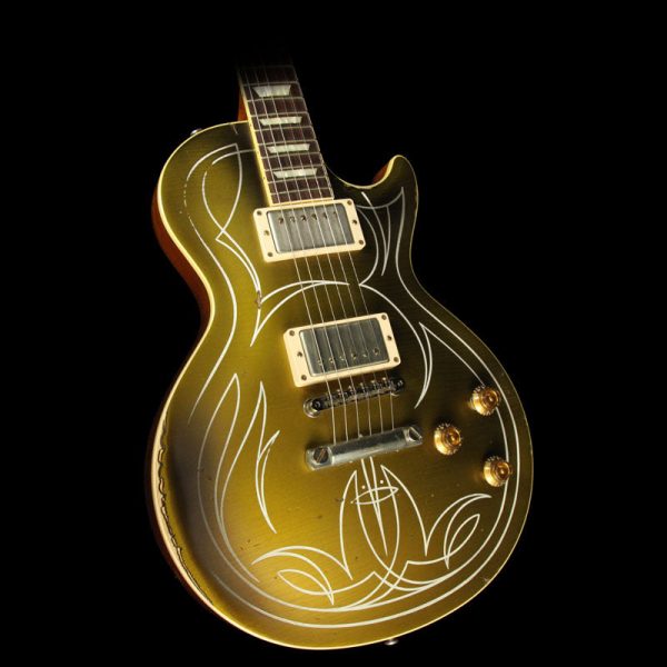 Used 2014 Gibson Custom Shop Billy Gibbons Les Paul Goldtop Aged Electric Guitar Goldtop with Pinstripes Cheap